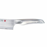 Global Sai 19cm Vegetable Knife with ergonomic handle and sharp three-ply stainless steel blade for effortless vegetable cutting.