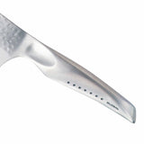 Premium 25cm cooks knife with ergonomic handle, durable CROMOVA steel, and unique hammered blade for efficient cutting.