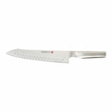 Global NI Oriental Fluted Cook's Knife, 26cm, features a fluted blade for precise cutting, made from durable CROMOVA 18 stainless steel.