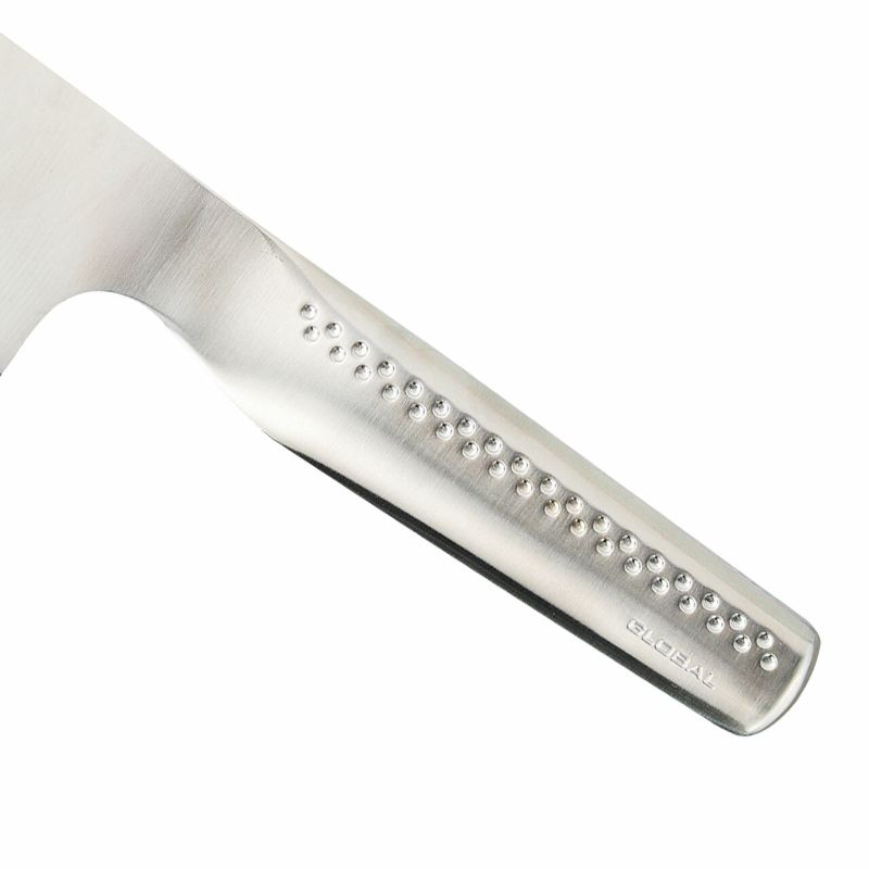 Global NI Oriental Fluted Cook's Knife (26cm) with sharp stainless steel blade and ergonomic design for precision cutting.