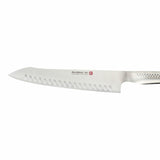 Global NI Oriental Fluted Cook's Knife (26cm) with fluted blade, CROMOVA 18 steel, ideal for precise slicing and dicing.