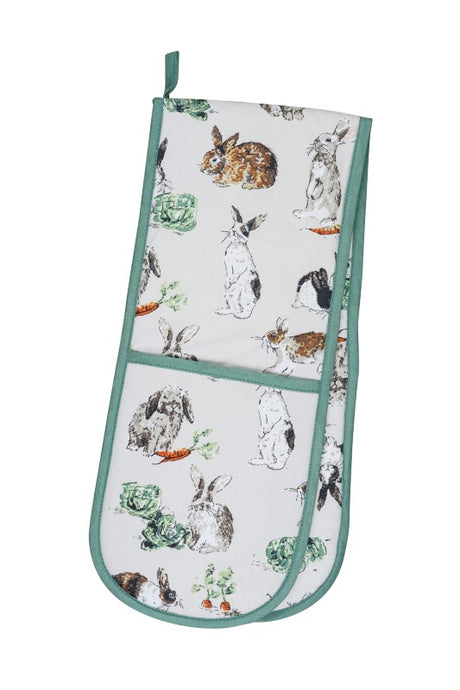 Ulster Weavers Double Oven Glove with whimsical rabbit design, made from recycled materials for eco-friendly kitchen use.