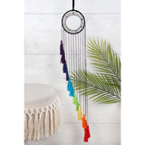 Colorful 16cm dreamcatcher adorned with tiered tassels, symbolizing the seven chakras for spiritual healing and tranquility.