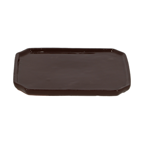 Rectangular large bonsai saucer set of 2, 25 x 21 x 2cm, promotes drainage and protects surfaces for healthy bonsai growth.