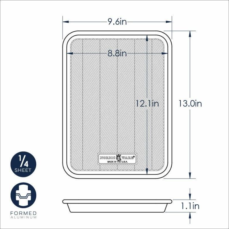 Nordic Ware Prism Quarter Sheet Pan, lightweight aluminum with embossed design for even baking and easy release.