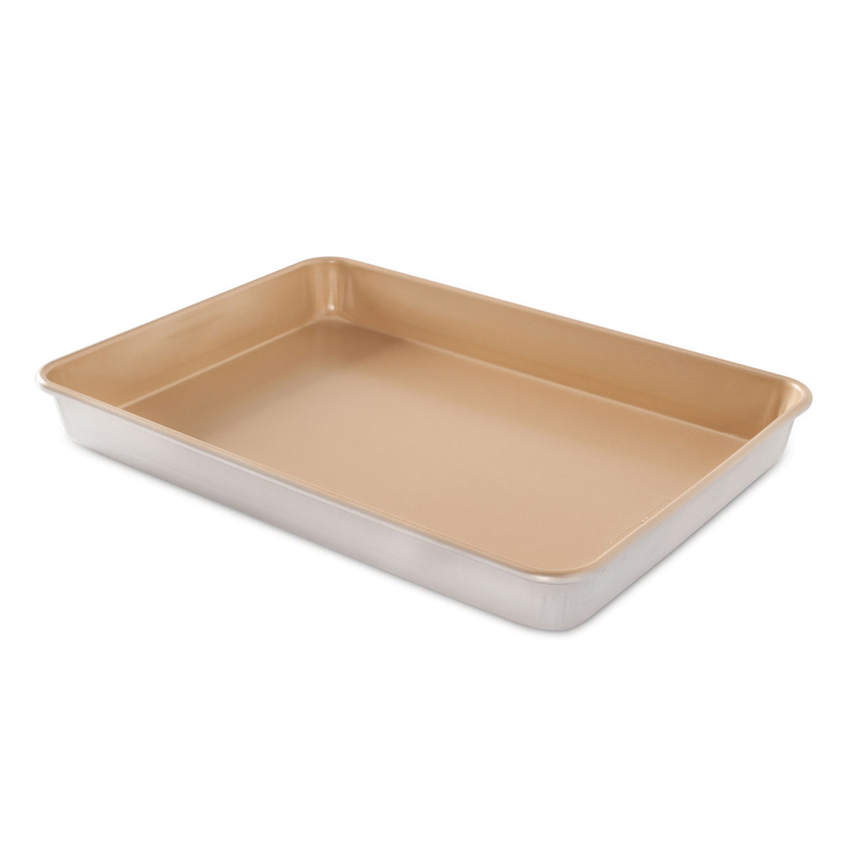 Nordic Ware high-sided nonstick sheet cake pan, perfect for baking large cakes, lasagnas, and bars without spills.