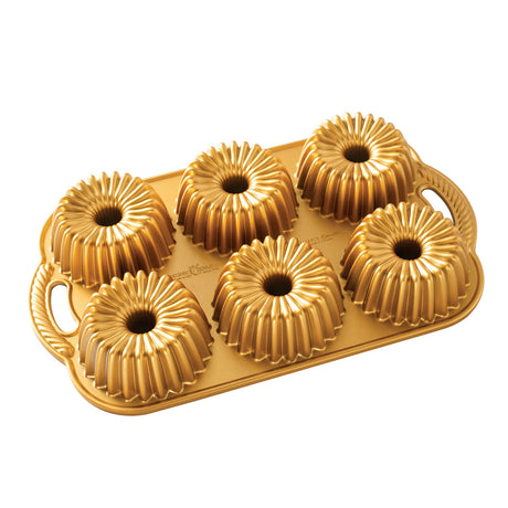 Nordic Ware Brilliance Bundtlette Pan, 38x23x4.5cm, creates six stunning mini Bundt cakes with nonstick, easy-release design.