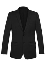 Men's Slimline Jacket in Black, featuring contemporary slim fit, polyester-bamboo blend, two rear vents, and stylish lapel design.