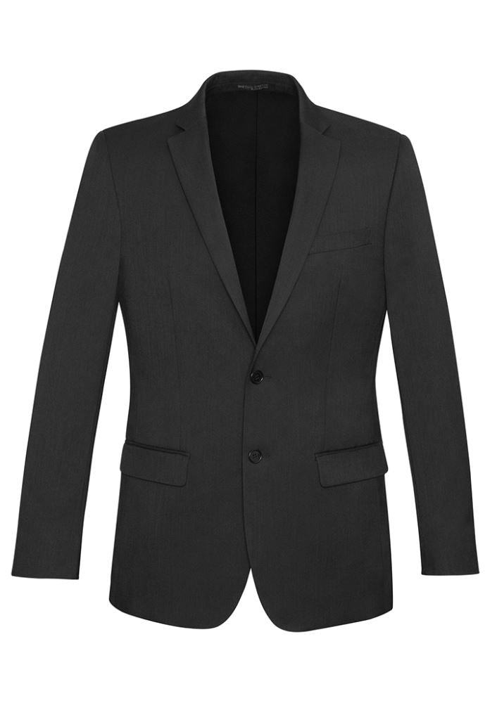 Stylish Mens Slimline Jacket in Charcoal, featuring a modern fit, narrower lapel, and breathable bamboo blend fabric.