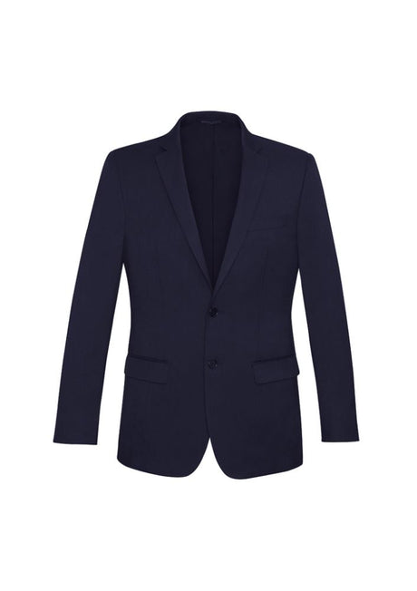 Men's Slimline Jacket in Navy, featuring a modern fit, narrower lapel, and two rear vents for comfort and style.