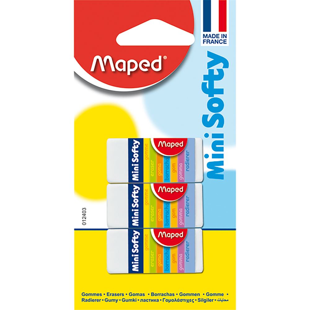 Maped Mini Softy Eraser: Compact, PVC-free eraser with a soft texture for precise, clean erasing without smudging or tearing.