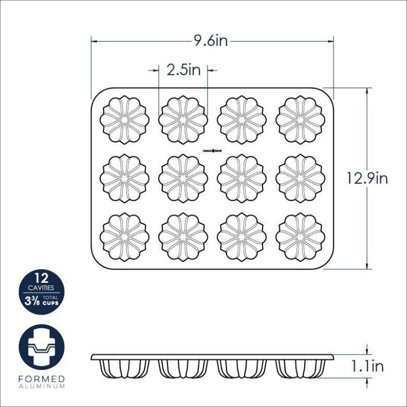 Nordic Ware Mini Bundt® Cupcake Pan in red, makes 12 personal-sized cakes with even heat distribution for perfect baking.