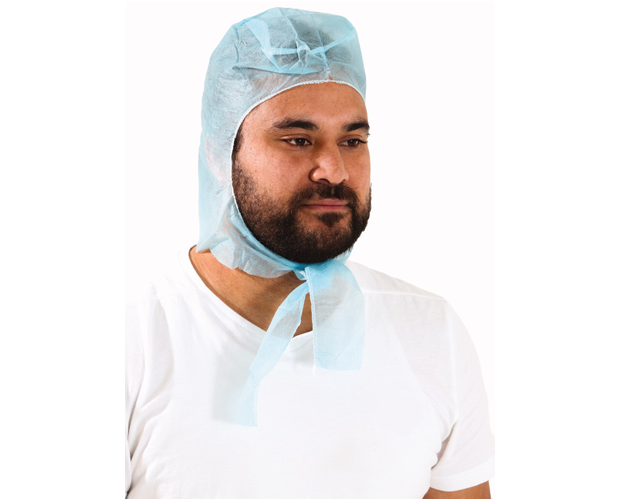 Disposable hairnet in Astronaut Blue, bulk pack of 100, ideal for salons and food service, non-woven and breathable design.