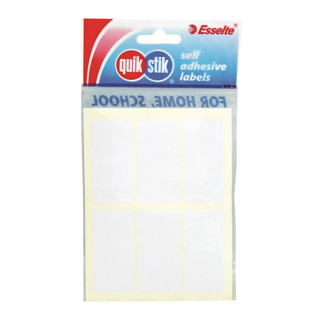 Quikstik white labels, 24x49mm, pack of 36, ideal for home, office, and classroom organization with a professional look.