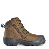 Bata Horizon SC Brown Leather Safety Boot, Size 4; features steel toecap, D30 shock protection, and dual density sole for comfort.