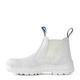 Safety Boot Bata Hercules - White Rambler Slip On in size 3, featuring steel toecap, PU sole, and elastic sides for easy wear.