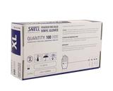 Blue powder-free vinyl gloves (small) in 100-pack, offering durability, comfort, and excellent grip for various tasks.