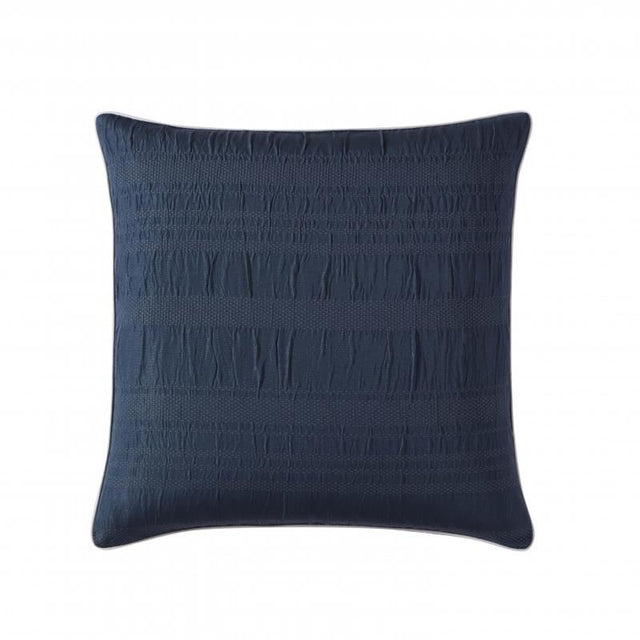 Platinum Orlando Jacquard European Pillowcase in indigo featuring geometric patterns and bohemian elegance, 65 x 65 cm.