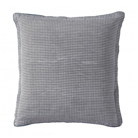 Luxurious navy European pillowcase with check pattern, tonal hues, and elegant piping, perfect for stylish bedroom decor.