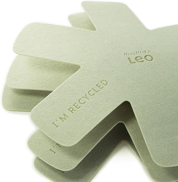 Eco-friendly felt pan protectors set, 3 pieces, designed to prevent scratches and maximize kitchen storage.