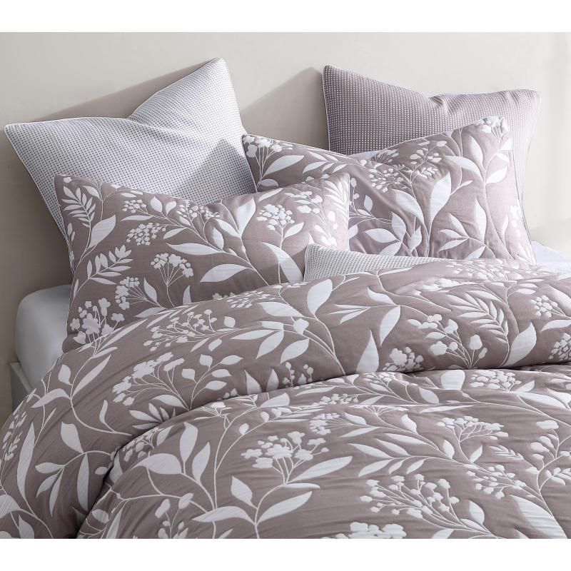 Platinum Madison Jacquard European Pillowcase in Latte with floral motifs, soft texture, and elegant design for stylish bedding.