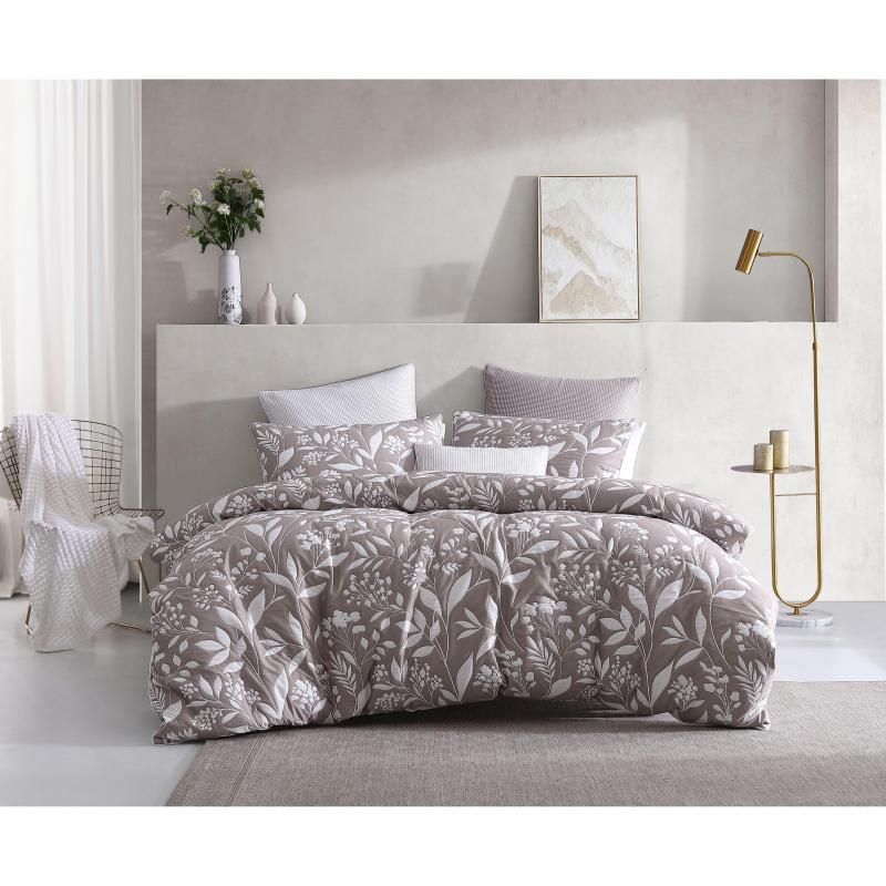 Platinum Madison Jacquard European Pillowcase in Latte, featuring floral motifs on soft textile for elegance and comfort.