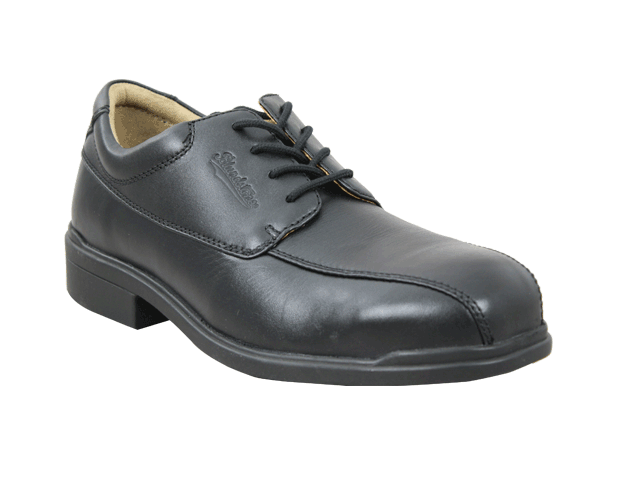 Blundstone Men's Black Lace Up Shoe (Size 9) featuring steel toe, comfort pad, and breathable footbed for safety and style.