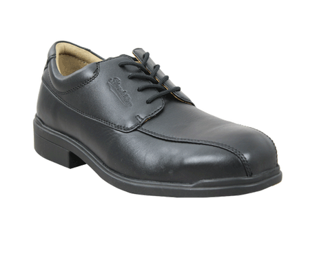 Blundstone Men's Black Lace Up Shoe (Size 9) featuring steel toe, comfort pad, and breathable footbed for safety and style.