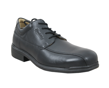 Blundstone Men's Black Lace Up Shoe Size 10 featuring steel toe, superior cushioning, breathable footbed, and durable grip.