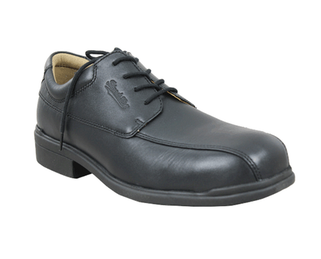 Blundstone Men's Black Lace Up Shoe, Size 11, features a steel toe, comfort pad, and lightweight, heat-resistant sole for safety.