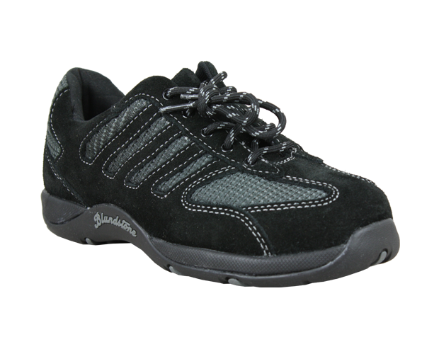 Blundstone Ultimate Women's Safety Shoes (Size 7) with steel toe, cushioned footbed, and slip-resistant outsole in elegant black.