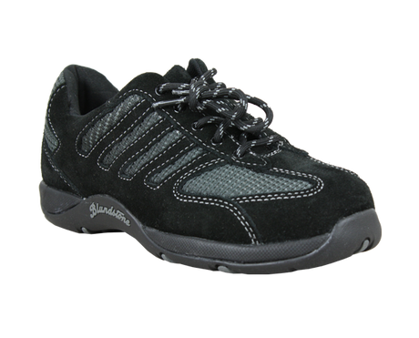 Blundstone Ultimate Women's Safety Shoes (Size 7) with steel toe, cushioned footbed, and slip-resistant outsole in elegant black.