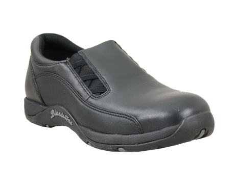 Blundstone Women's Ultimate Safety Shoe in black, Size 5, combines style and safety with steel toe and impact absorption features.