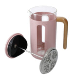 La Cafetiere Pink Pisa Cafetiere, 8 cup capacity, heat-resistant glass, stainless steel frame, elegant beechwood handle.