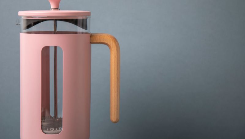 Stylish La Cafetiere Pink Pisa 8 Cup Cafetiere, featuring heat-resistant glass and a beechwood handle for perfect brews.