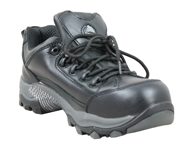 Bata Bickz Black Safety Shoes in Size 5, featuring composite toe, slip-resistant sole, and heat resistance up to 300°C.