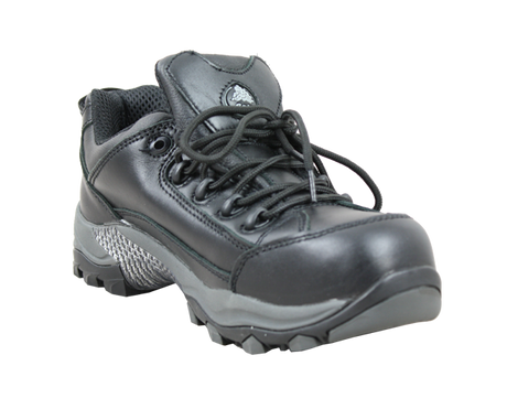 Bata Bickz Black safety shoes (Size 7) with composite toe, slip-resistant soles, and heat resistance up to 300°C.