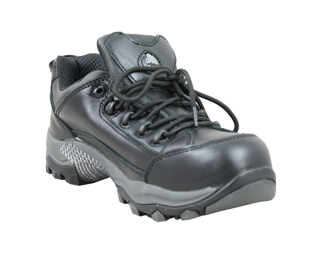 Bata Bickz Black safety shoes (Size 7) with composite toe, slip-resistant soles, and heat resistance up to 300°C.