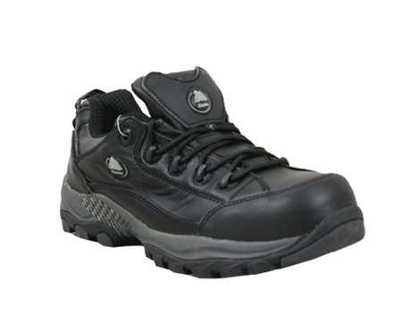 Bata Bickz Black safety shoes (Size 8) with dual density sole, composite toe, slip-resistant, and heat resistant design for men's protection.