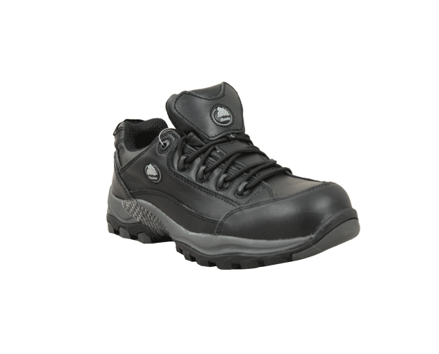 Bata Bickz Black Safety Shoes, Size 9, featuring composite toe, slip-resistant sole, and heat resistance up to 300°C.