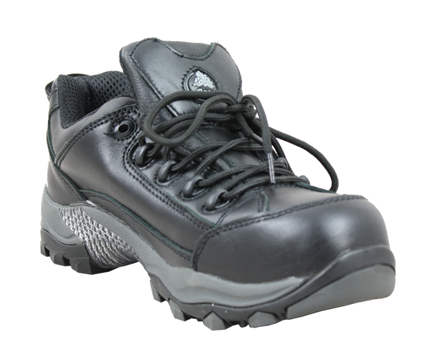 Bata Bickz Black safety shoes in size 11 feature a composite toe, slip-resistant sole, and heat resistance up to 300°C.