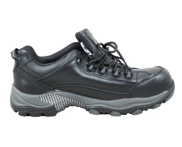 Black Bata Bickz safety shoes (Size 11) feature slip-resistant sole, composite toe, and heat resistance up to 300°C for durability.