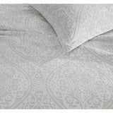 Neo-Classical Arlet Jacquard Quilt/Duvet Set in Stone for Queen bed, featuring symmetrical motifs and soft cotton blend.