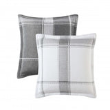 Charcoal jacquard European pillowcase featuring an elegant check pattern, made from a soft cotton-polyester blend.