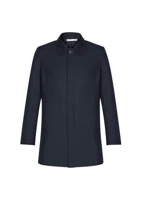 Mens Lined Car Coat in Midnight, 2XL, featuring wool blend, sleek design, concealed buttons, and practical pockets.