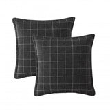 Sophisticated black jacquard European pillowcase with stripes and checks, perfect for modern bedroom decor.