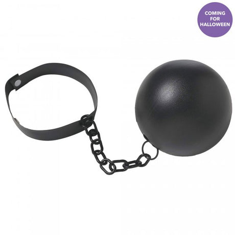 Playful 18cm Prisoner Ball & Chain prop, perfect for costumes, parties, and Halloween fun. Durable and realistic design.