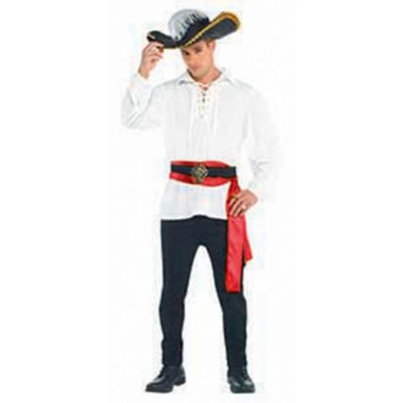 Ivory pirate shirt for adults, crafted from soft polyester for comfort, perfect for themed events and costumes.