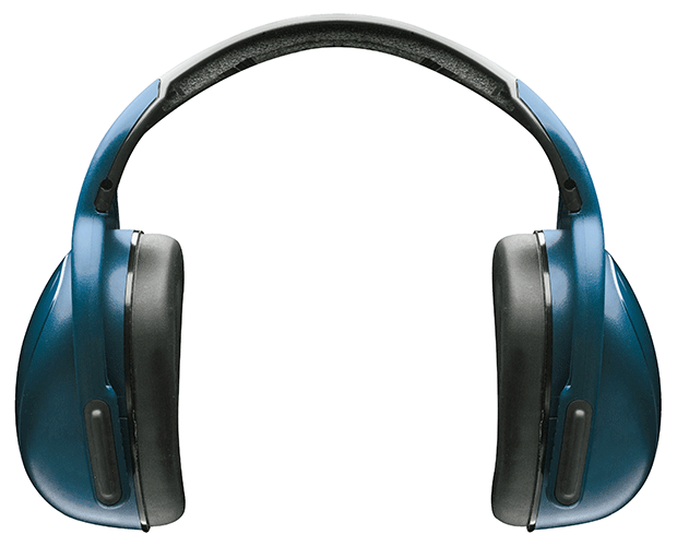 MSA Left Right Blue Headband Earmuffs, Class 5, adjustable fit, 30dB noise attenuation for excellent hearing protection.