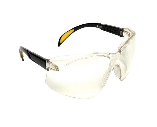 Lightweight MSA Eyewear Blockz safety glasses in clear, anti-fog design; ideal for tough work environments, packaged in 12 pairs.